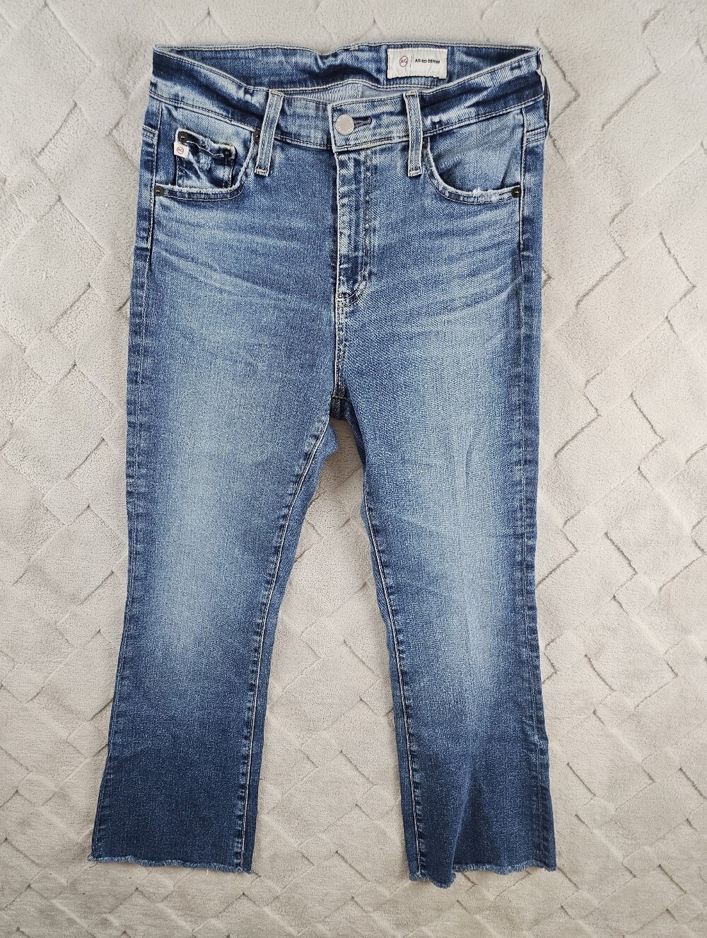 Ag Adriano Goldschmied Farrah Boot Crop Jean Womens 28 Blue Denim